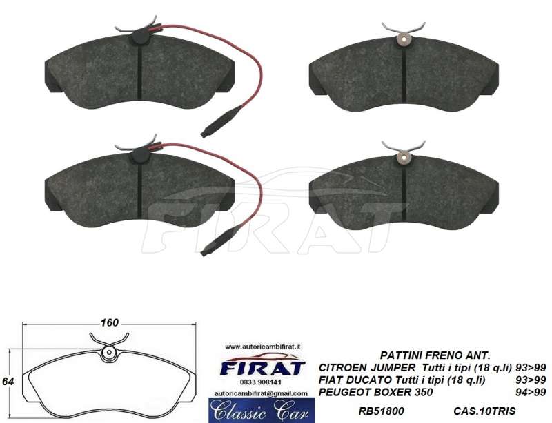 PATTINI FRENO FIAT DUCATO-JUMPER-BOXER (RB51800)